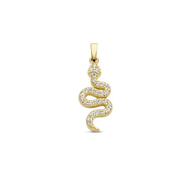 Grote foto gouden hanger van slang met zirkonia s sieraden tassen en uiterlijk bedels en hangers
