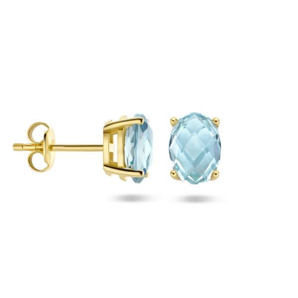 Grote foto gouden oorknoppen met blauwe topaas sieraden tassen en uiterlijk oorbellen