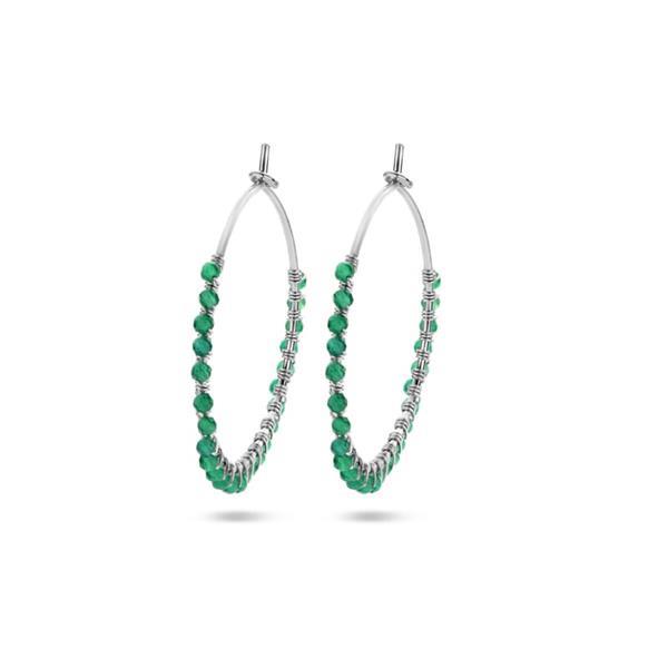 Grote foto zilveren oorringen met groen agaat sieraden tassen en uiterlijk oorbellen