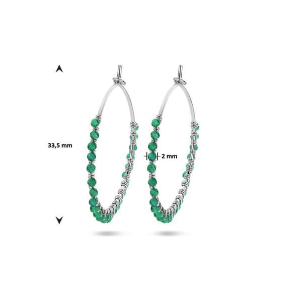 Grote foto zilveren oorringen met groen agaat sieraden tassen en uiterlijk oorbellen