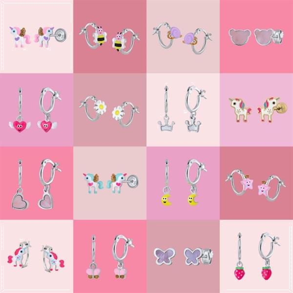 Grote foto lapetra oorknoppen schroefsluiting eenhoorn paars kleding dames sieraden