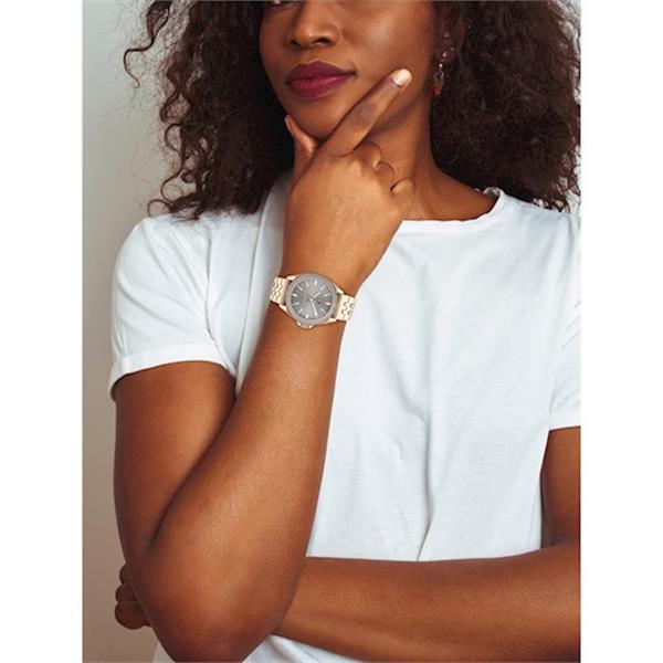 Grote foto ros goudkleurig dames horloge emma met schakelband kleding dames horloges
