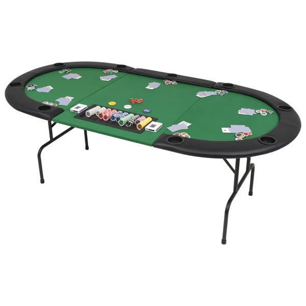 Grote foto vidaxl table de poker pliable pour 9 joueurs 3 plis ovale ve huis en inrichting eettafels