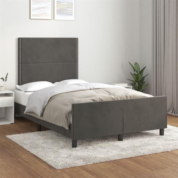 Grote foto vidaxl cadre de lit avec t te de lit gris fonc 120x200 cm v huis en inrichting bedden