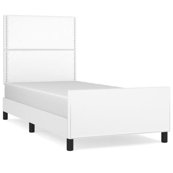 Grote foto vidaxl cadre de lit avec t te de lit blanc 90x200 cm similic huis en inrichting bedden