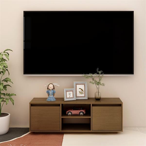 Grote foto vidaxl meuble tv marron miel 110x30x40 cm bois de pin massif huis en inrichting overige