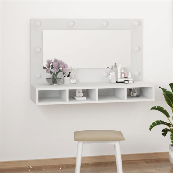 Grote foto vidaxl armoire miroir avec led blanc 90x31 5x62 cm huis en inrichting eettafels