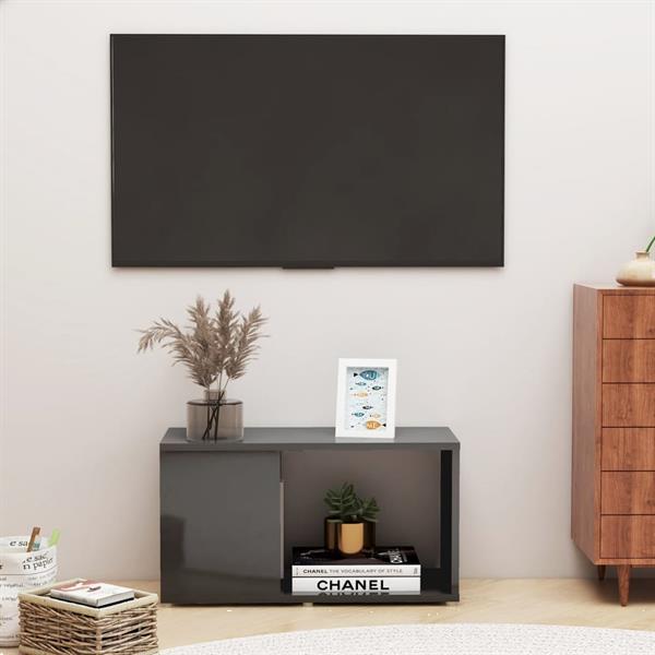 Grote foto vidaxl meuble tv gris brillant 60x24x32 cm agglom r huis en inrichting overige