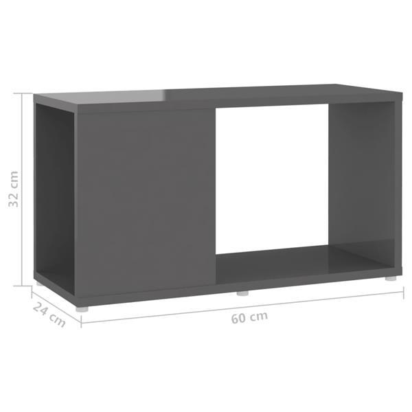 Grote foto vidaxl meuble tv gris brillant 60x24x32 cm agglom r huis en inrichting overige