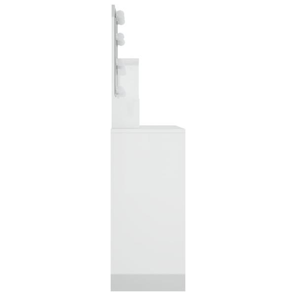 Grote foto vidaxl coiffeuse avec led blanc brillant 86 5x35x136 cm huis en inrichting eettafels