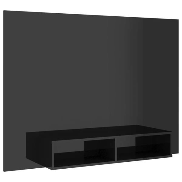 Grote foto vidaxl meuble tv mural noir brillant 135x23 5x90 cm agglom r huis en inrichting overige