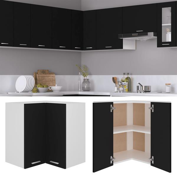 Grote foto vidaxl armoire d angle suspendue noir 57x57x60 cm agglom r huis en inrichting keukens