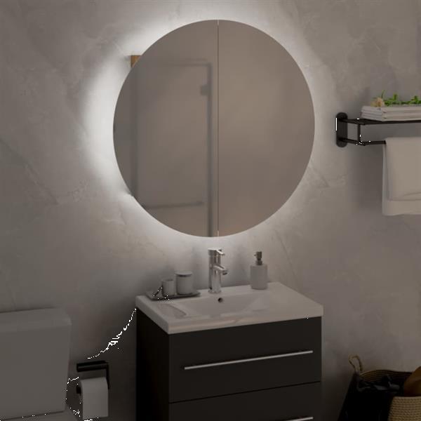 Grote foto vidaxl badkamerkast met ronde spiegel en led 47x47x17 5 cm e huis en inrichting eettafels