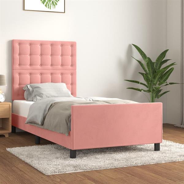 Grote foto vidaxl bedframe met hoofdeinde fluweel roze 90x190 cm huis en inrichting bedden