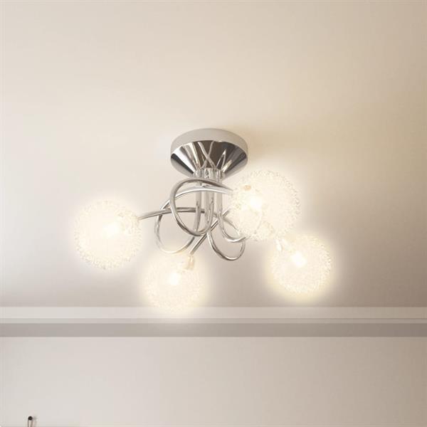 Grote foto vidaxl plafondlamp met gaasdraad kappen voor 4 x g9 led huis en inrichting plafondlampen