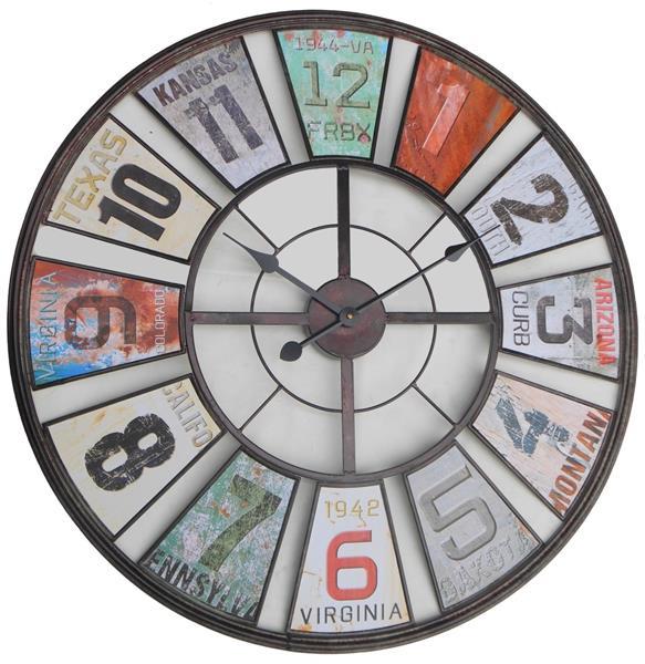 Grote foto retro wandklok met blauwe auto huis en inrichting klokken