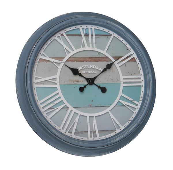 Grote foto retro wandklok met blauwe auto huis en inrichting klokken