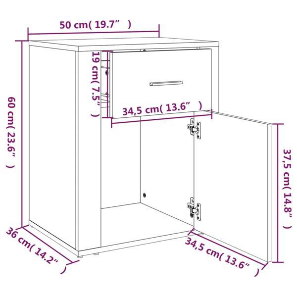 Grote foto vidaxl table de chevet ch ne marron 50x36x60 cm bois d ing n huis en inrichting complete slaapkamers