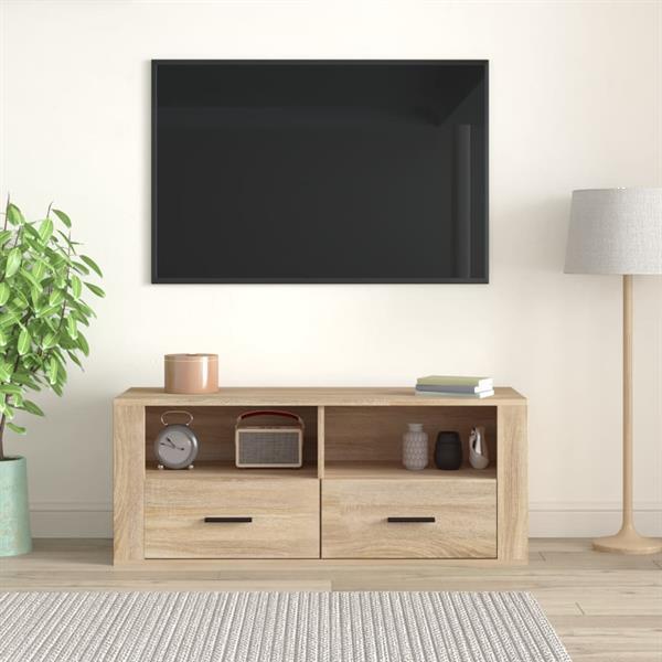 Grote foto vidaxl meuble tv ch ne sonoma 100x35x40 cm bois d ing nierie huis en inrichting overige