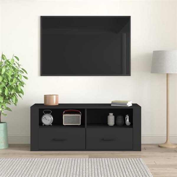 Grote foto vidaxl tv meubel 100x35x40 cm bewerkt hout zwart huis en inrichting overige