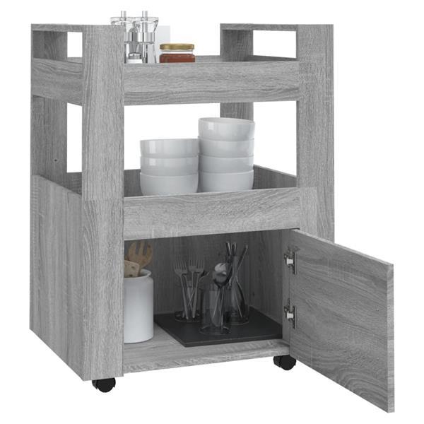 Grote foto vidaxl keukentrolley 60x45x80cm bewerkt hout grijs sonoma ei huis en inrichting keukens