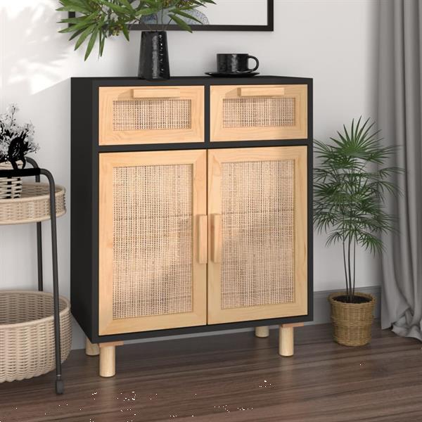 Grote foto vidaxl dressoir 60x30x75 cm massief grenen hout en rattan zw huis en inrichting overige