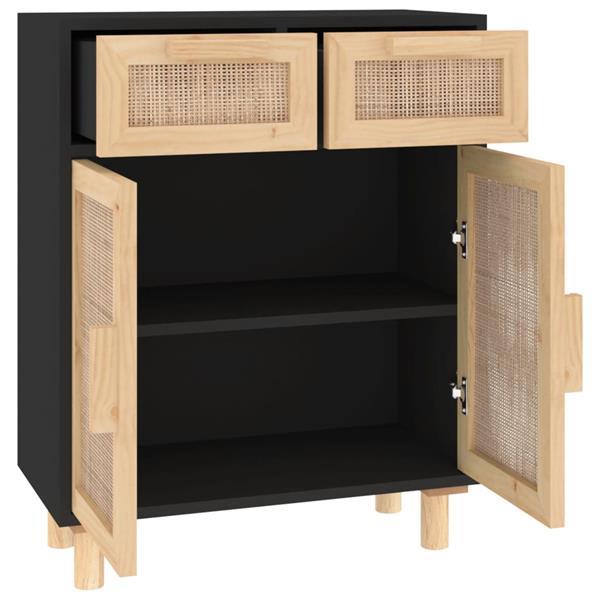 Grote foto vidaxl dressoir 60x30x75 cm massief grenen hout en rattan zw huis en inrichting overige