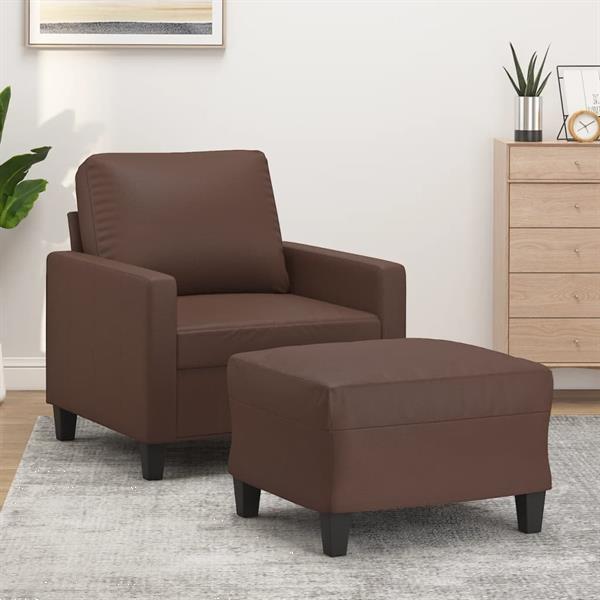Grote foto vidaxl fauteuil avec repose pied marron 60 cm similicuir huis en inrichting bankstellen