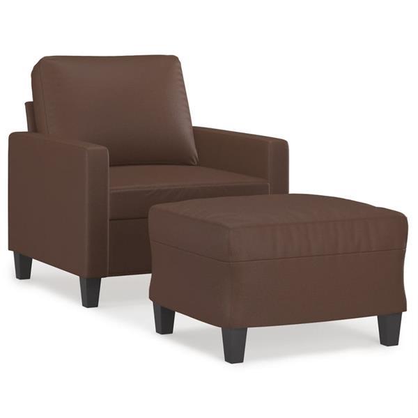 Grote foto vidaxl fauteuil avec repose pied marron 60 cm similicuir huis en inrichting bankstellen