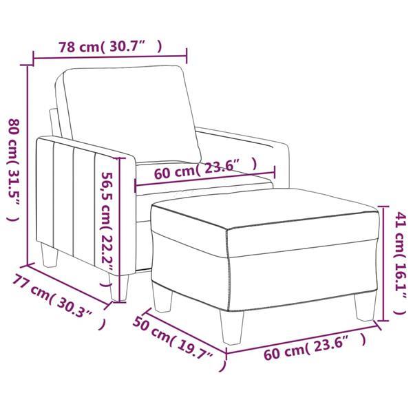 Grote foto vidaxl fauteuil avec repose pied marron 60 cm similicuir huis en inrichting bankstellen