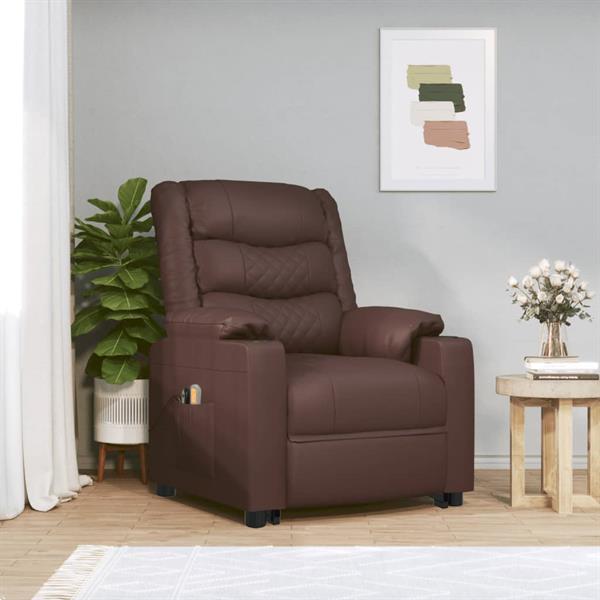 Grote foto vidaxl fauteuil de massage marron similicuir huis en inrichting stoelen