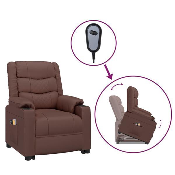 Grote foto vidaxl fauteuil de massage marron similicuir huis en inrichting stoelen