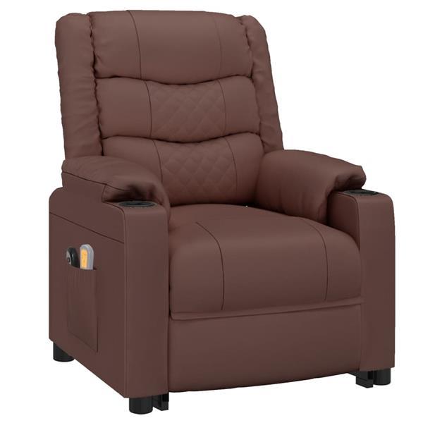 Grote foto vidaxl fauteuil de massage marron similicuir huis en inrichting stoelen