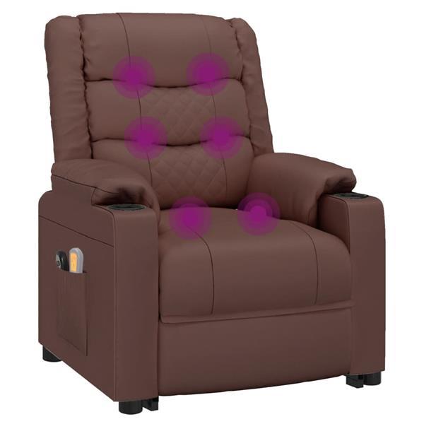 Grote foto vidaxl fauteuil de massage marron similicuir huis en inrichting stoelen