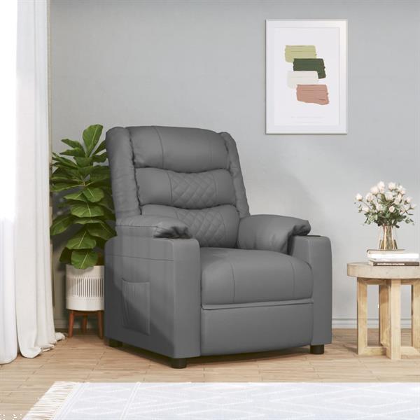 Grote foto vidaxl fauteuil de massage lectrique gris similicuir huis en inrichting stoelen