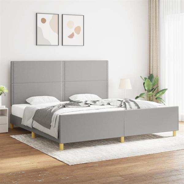 Grote foto vidaxl cadre de lit avec t te de lit gris clair 200x200 cm t huis en inrichting bedden