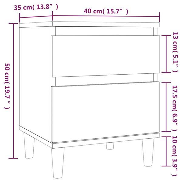 Grote foto vidaxl tables de chevet 2 pcs gris b ton 40x35x50 cm huis en inrichting overige