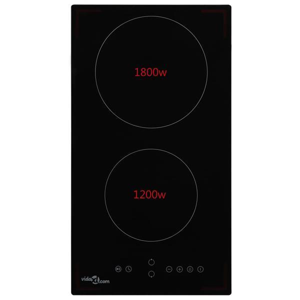 Grote foto vidaxl plaque de cuisson c ramique 2 br leurs contr le tacti witgoed en apparatuur fornuizen