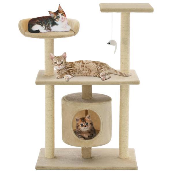 Grote foto vidaxl arbre chat avec griffoirs en sisal 95 cm beige dieren en toebehoren katten accessoires