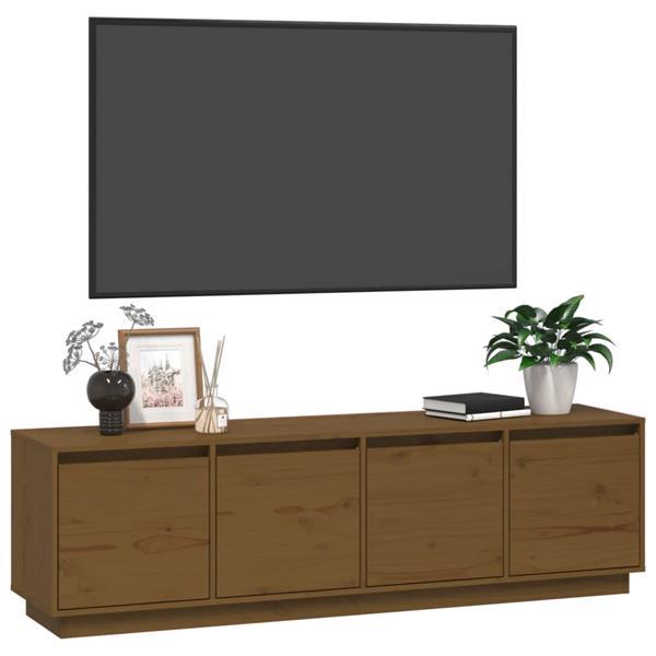 Grote foto vidaxl tv meubel 156x37x45 cm massief grenenhout honingbruin huis en inrichting overige