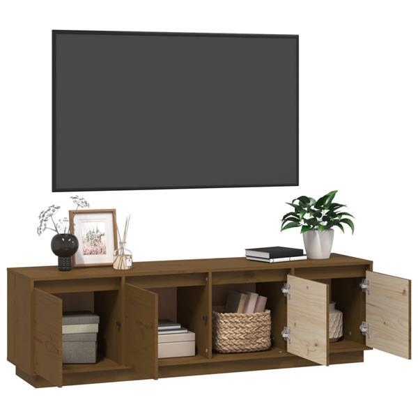 Grote foto vidaxl tv meubel 156x37x45 cm massief grenenhout honingbruin huis en inrichting overige