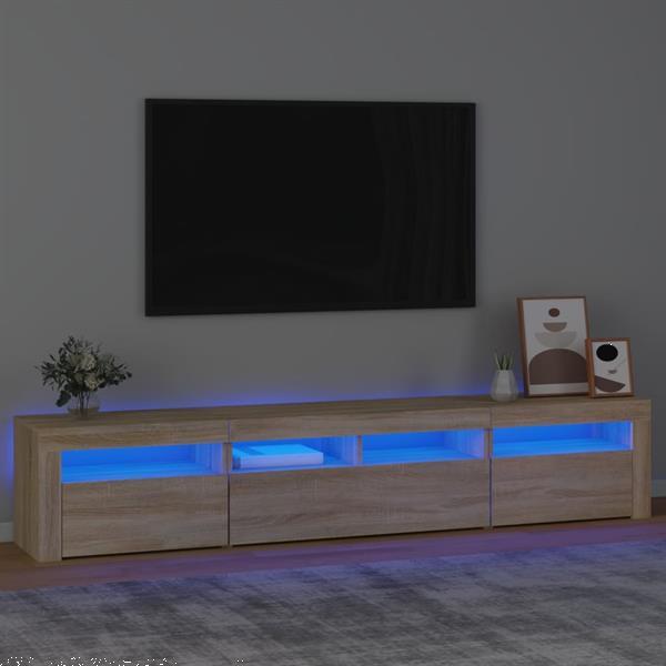 Grote foto vidaxl meuble tv avec lumi res led ch ne sonoma 210x35x40 cm huis en inrichting overige