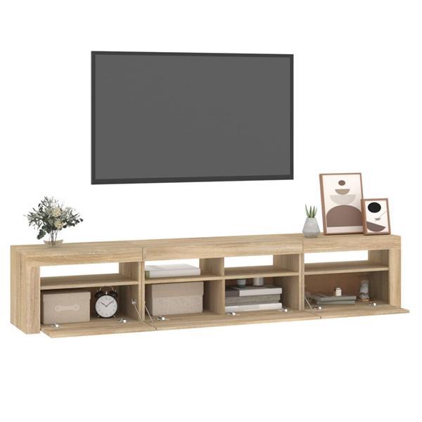 Grote foto vidaxl meuble tv avec lumi res led ch ne sonoma 210x35x40 cm huis en inrichting overige