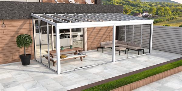 Grote foto aluminium aanbouwveranda velvetline 300x400 cm glasdak tuin en terras tegels en terrasdelen