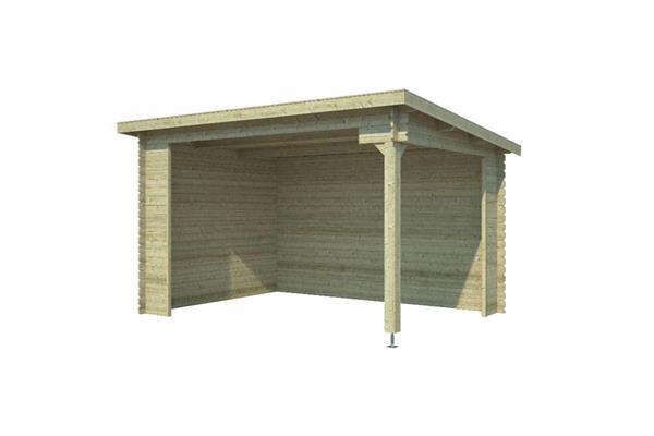 Grote foto blokhut lara 380x275 cm groen ge mpregneerd tuin en terras tuinhuisjes en blokhutten