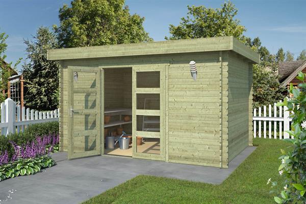 Grote foto blokhut mikkel 380x275 cm groen ge mpregneerd tuin en terras tuinhuisjes en blokhutten