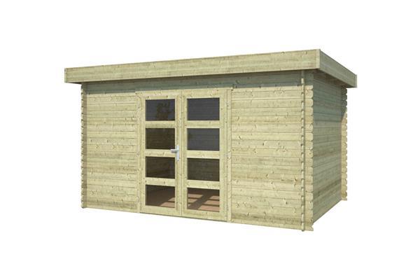 Grote foto blokhut mikkel 380x275 cm groen ge mpregneerd tuin en terras tuinhuisjes en blokhutten