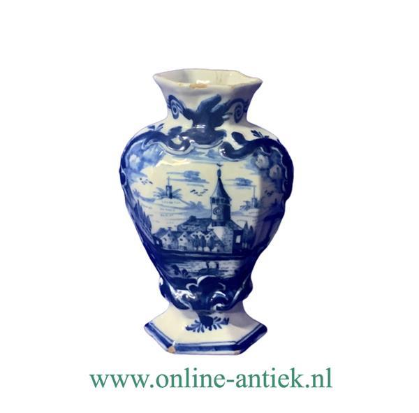 Grote foto delfts aardewerk vaas online antiques shop antiek en kunst keramiek en aardewerk