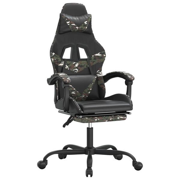 Grote foto vidaxl chaise de jeu pivotante repose pied noir camouflage s huis en inrichting stoelen