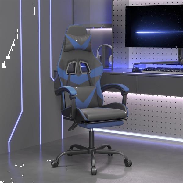 Grote foto vidaxl chaise de jeu pivotante et repose pied noir et bleu s huis en inrichting stoelen